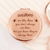 "โจGoddess Glamโจ 65mm Round Double-sided Button Makeup Mirror, Romantic Rose Gold Plating, Sweet Blessings Engraved, 2x Magnification, HD Glass, In Stock for Quick Delivery! The perfect gift for your sister, ideal for all kinds of festive occasions! ๐